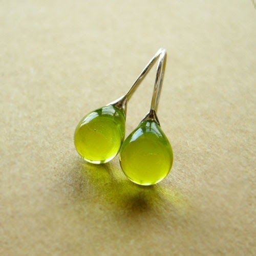 Vintage Olive Glass Earrings