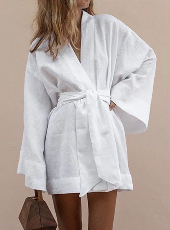 Women's V-Neck Kimono Cardigan Mini Dress