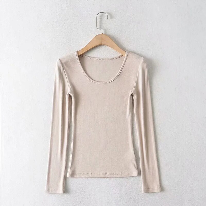Lifesmybeach costumes for women sexy 2025 Women Clothing Tops Fit Casual Elastic Cotton Solid O-neck full sleeve T-shirt
