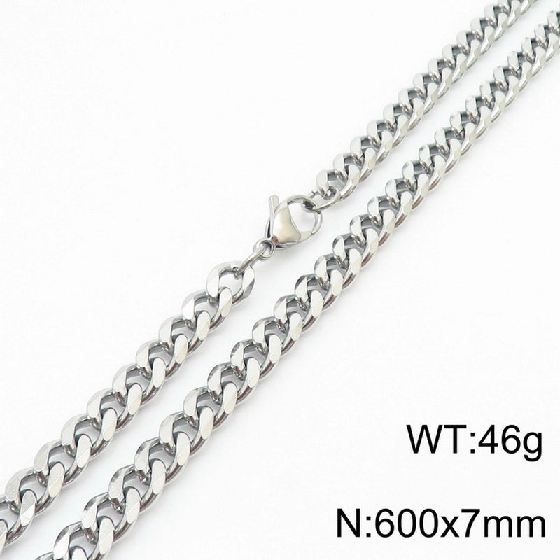Hiphop Hip Hop Men & Women Trendy Stainless Steel Six-Sided Grinding Necklace