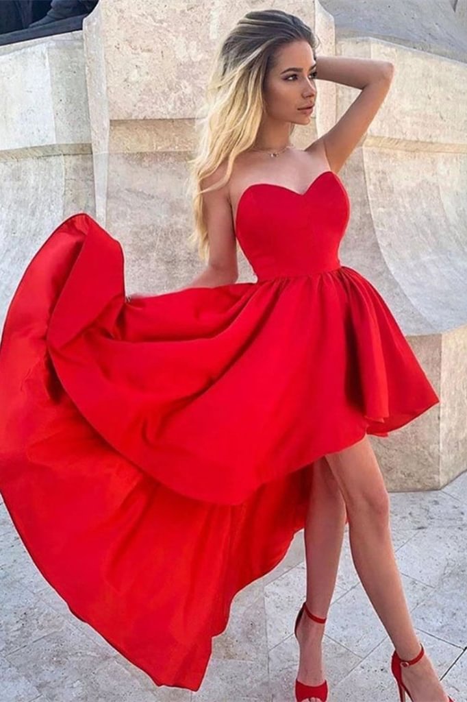 Roter Schatz kurzes Trägerloses Abendkleid PD0402 Lunass