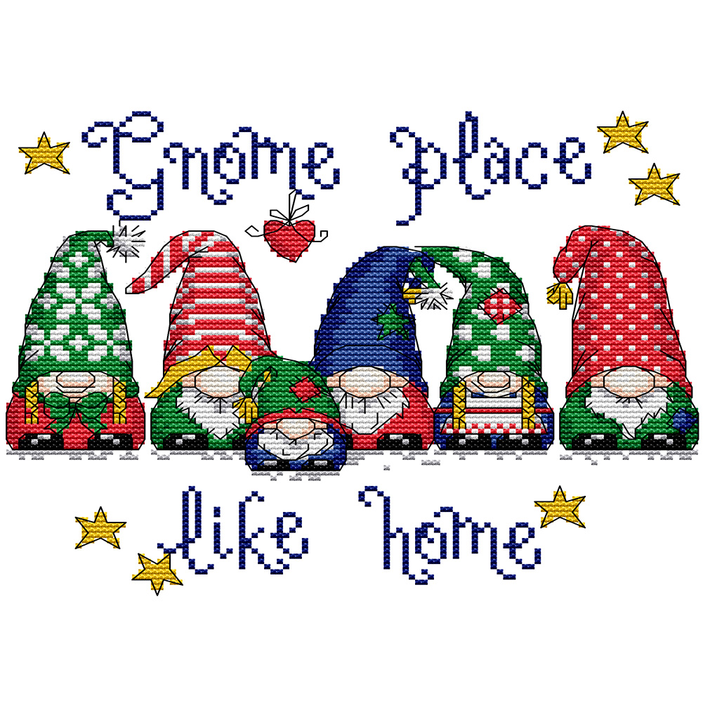 Colorful Christmas Hat Partial 14CT Pre-stamped Canvas(28*22cm) Cross Stitch(backstitch)