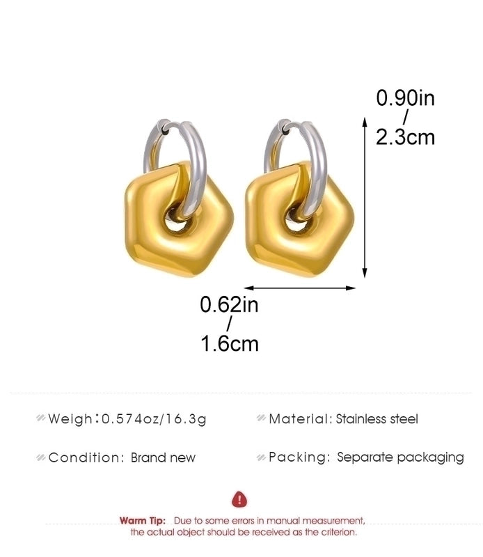 1 Pair Casual Minimalist Streetwear Geometric Plating 304 Stainless Steel Drop Earrings