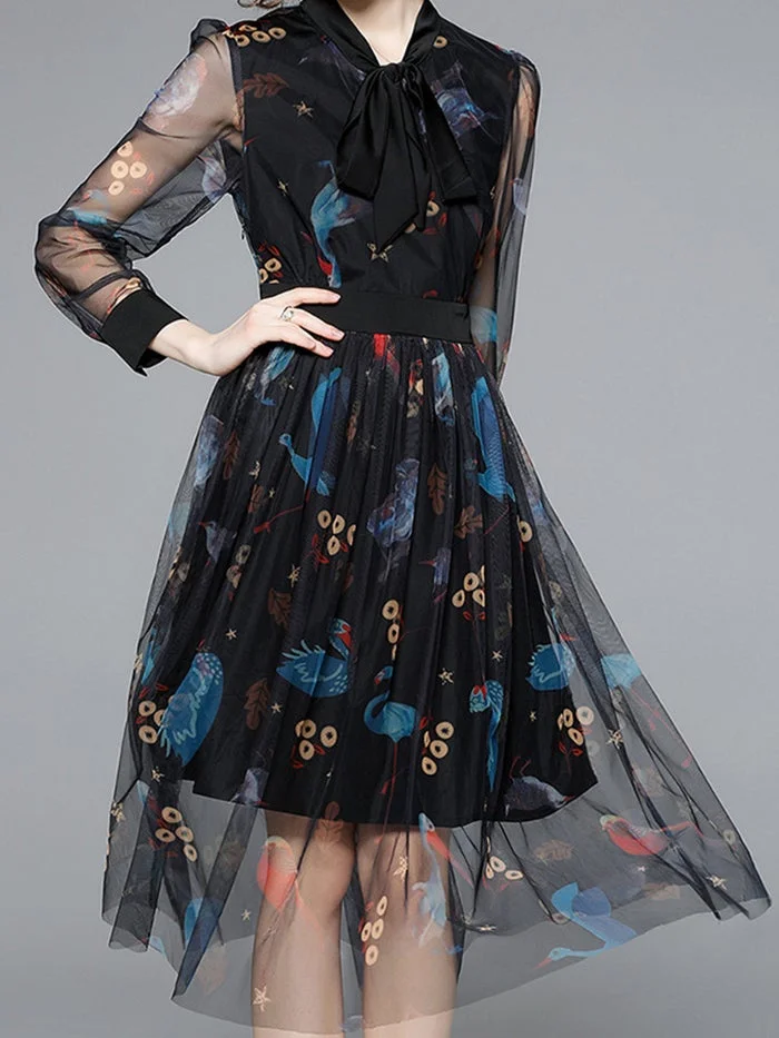 Fashion Mesh Print Dress