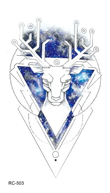 52 Kinds Watercolor Animals Fake Tattoos Temporary Cat Flamingo Wolf Whale Fox Butterfly Waterproof Tatto Stickers Small Size