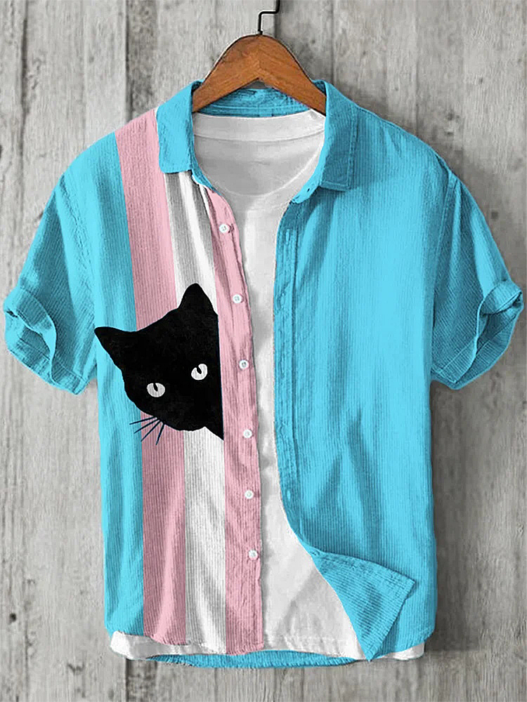 Herren-Transgender-Katzen-Print-Shirts
