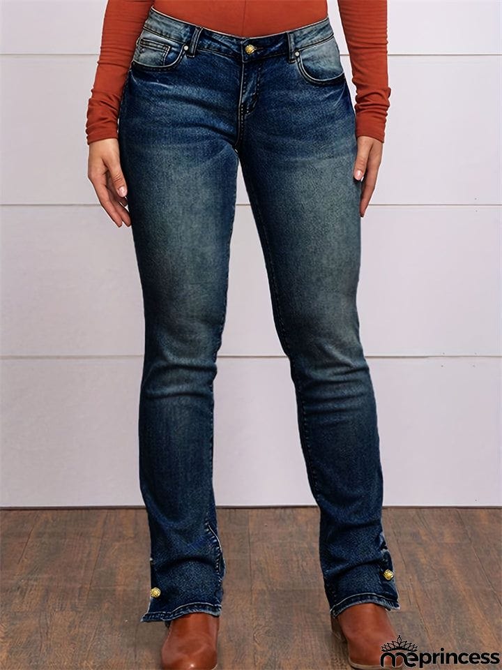 Women's Embroidered Stretch Simple Casual Jeans
