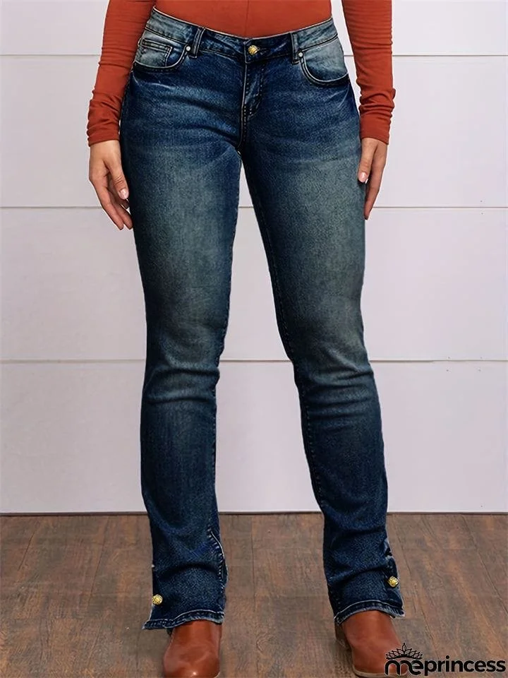 Women's Embroidered Stretch Simple Casual Jeans