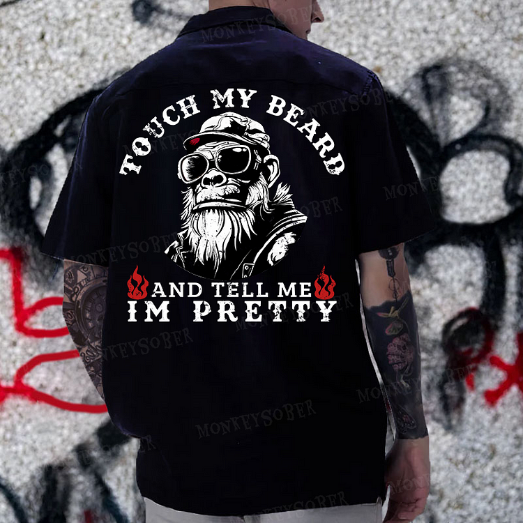 “Touch My Beard And Tell Me In Pretty” Reversible Printed Button Up Shirt