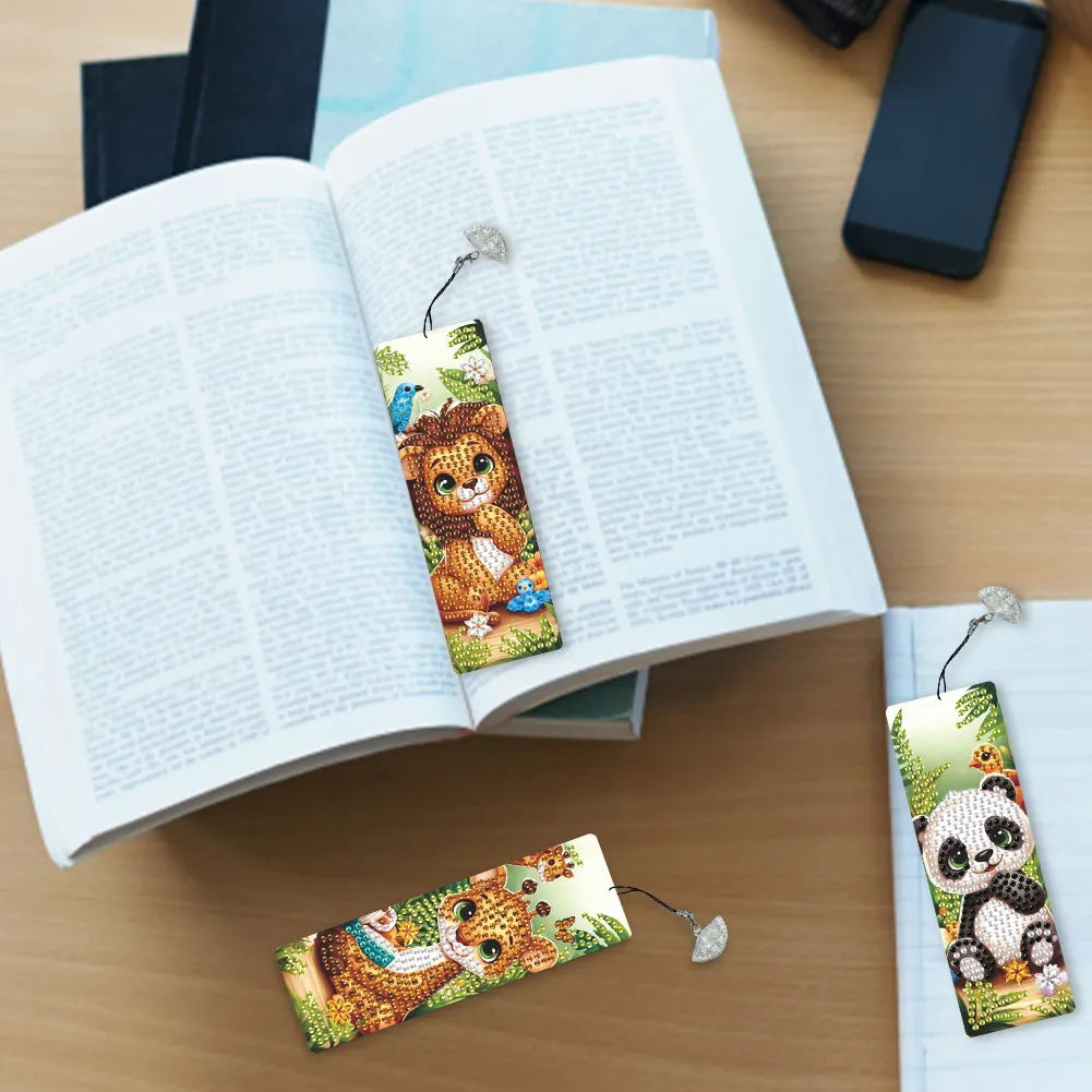 3Pcs Special Shape Animal Nature Diamond Painting Bookmark for Book Lovers 