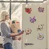 (US Only)6Pcs 2D/Flat DIY Flowers Diamond Painting Fridge Magnets Kit for Art Crafts Gift