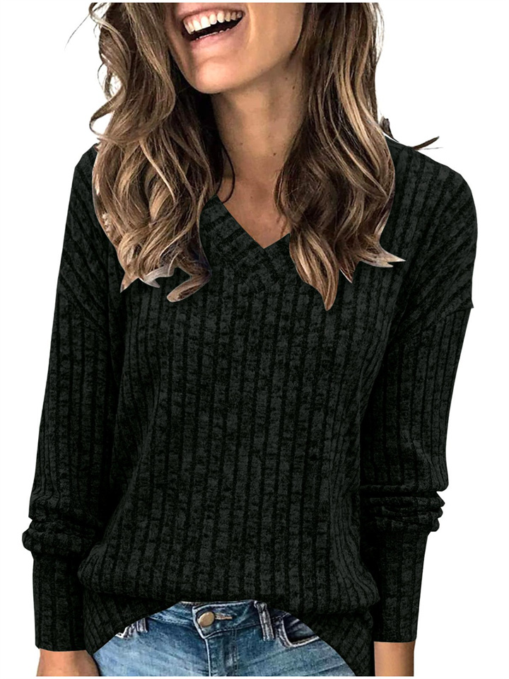 Fall and Winter New Strapless Buttons Loose Long-sleeved T-shirt Temperament Commuting Tops Casual Women's Clothing-JRSEE