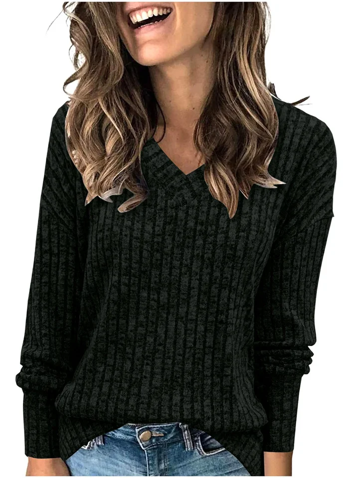 Fall and Winter New Strapless Buttons Loose Long-sleeved T-shirt Temperament Commuting Tops Casual Women's Clothing-JRSEE