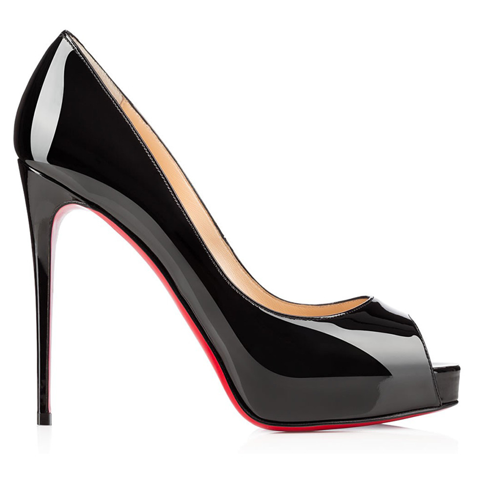 120mm Women's Platforms Heels Party Wedding Black Patent Pumps-vocosishoes