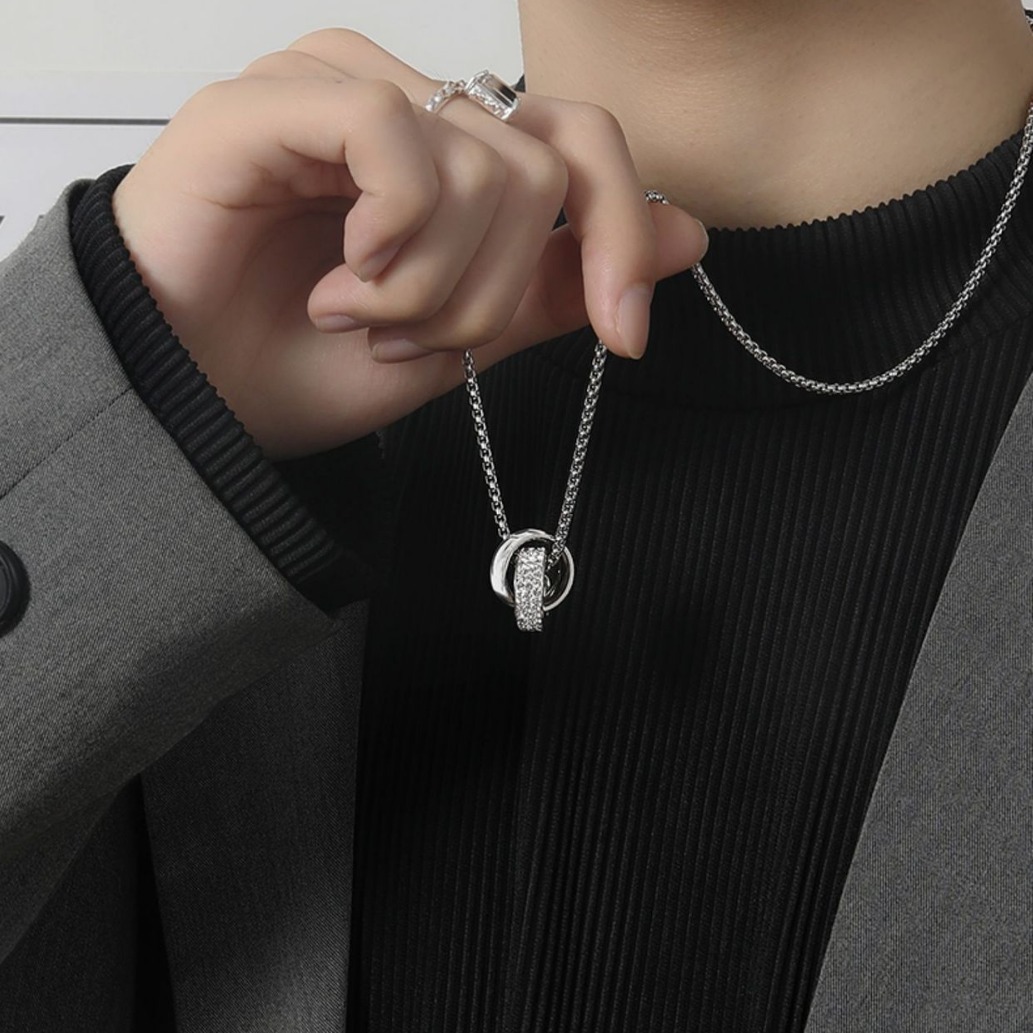 All-match Men's Pendant Ring Necklace