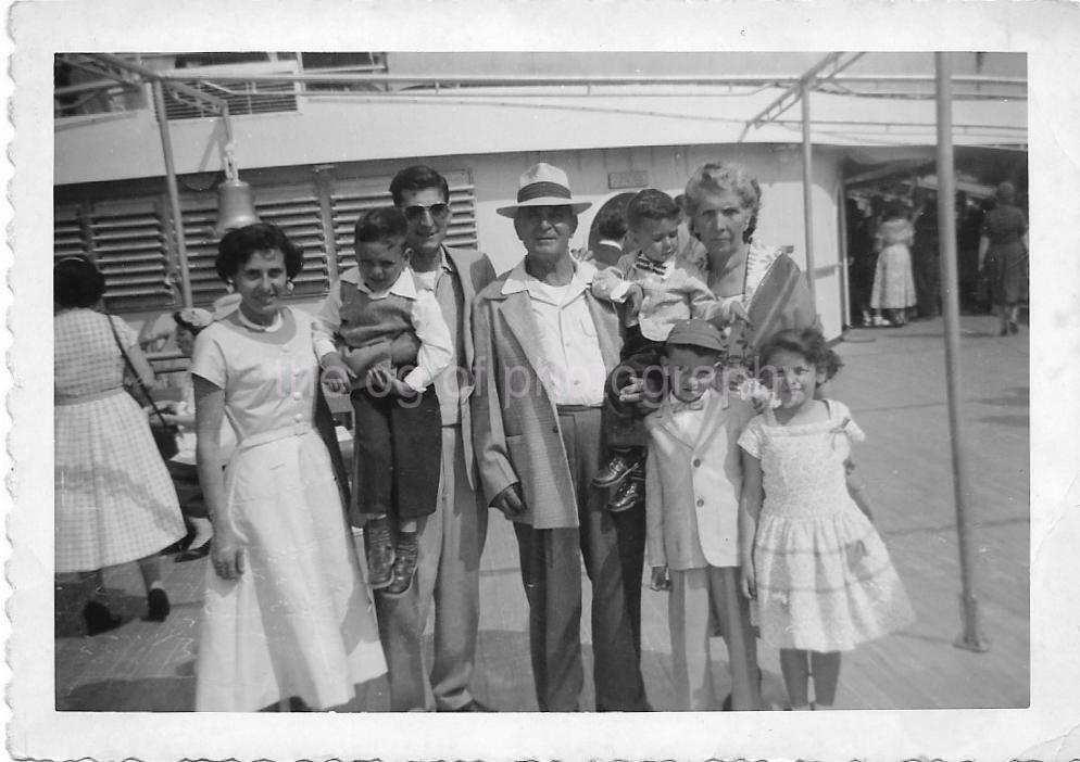 Vintage FOUND FAMILY Photo Poster painting American BLACK AND WHITE Original Snapshot 04 44 F