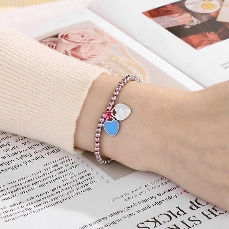 Sweet Heart Shape Titanium Steel Bracelets
