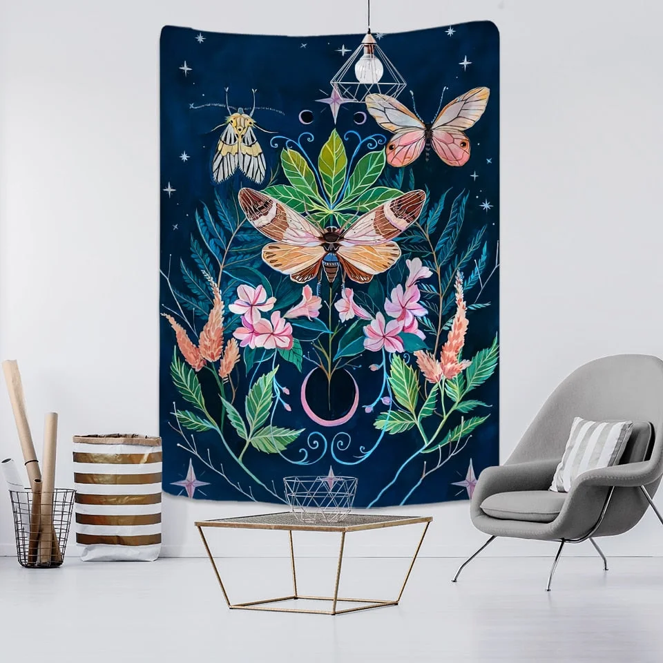 Butterfly Mushroom Tapestry Wall Hanging Colorful Bohemian Hippie TAPIZ Psychedelic Witchcraft Simple Art Room Home Decor