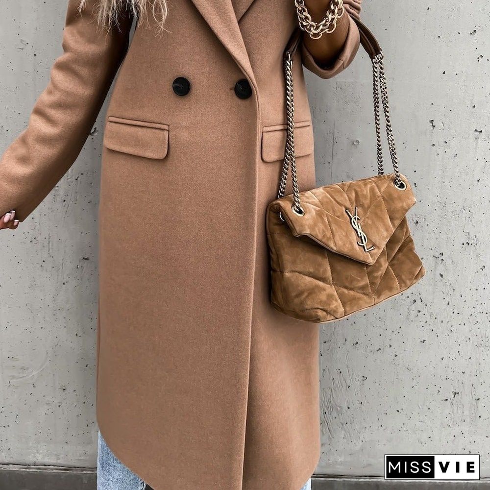 Autumn and Winter Long Suit Collar Woolen Coat Coat Coat