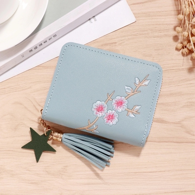 Women’s Solid Color Pu Leather Hook Loop Wallets