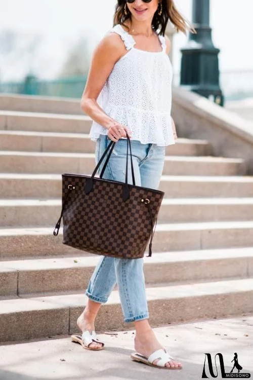 MidiSono - Check Tote Handbag with Clutch Wallet