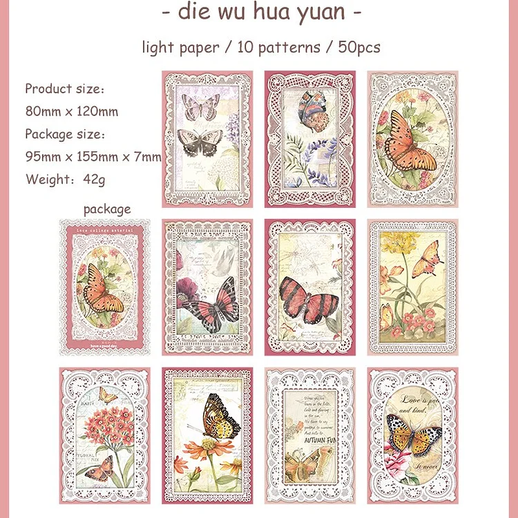 JOURNALSAY 50 Sheets Lace Sequel Series Material Paper DIY Junk Journal Scrapbook Collage Decor Stationery