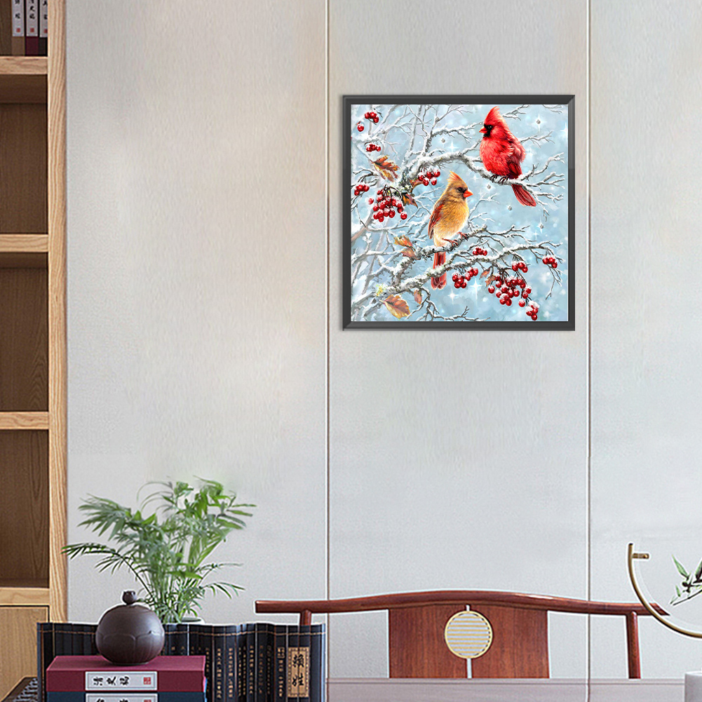 Cardinal On Branch - Full Round Drill Diamond Painting - 30*30CM