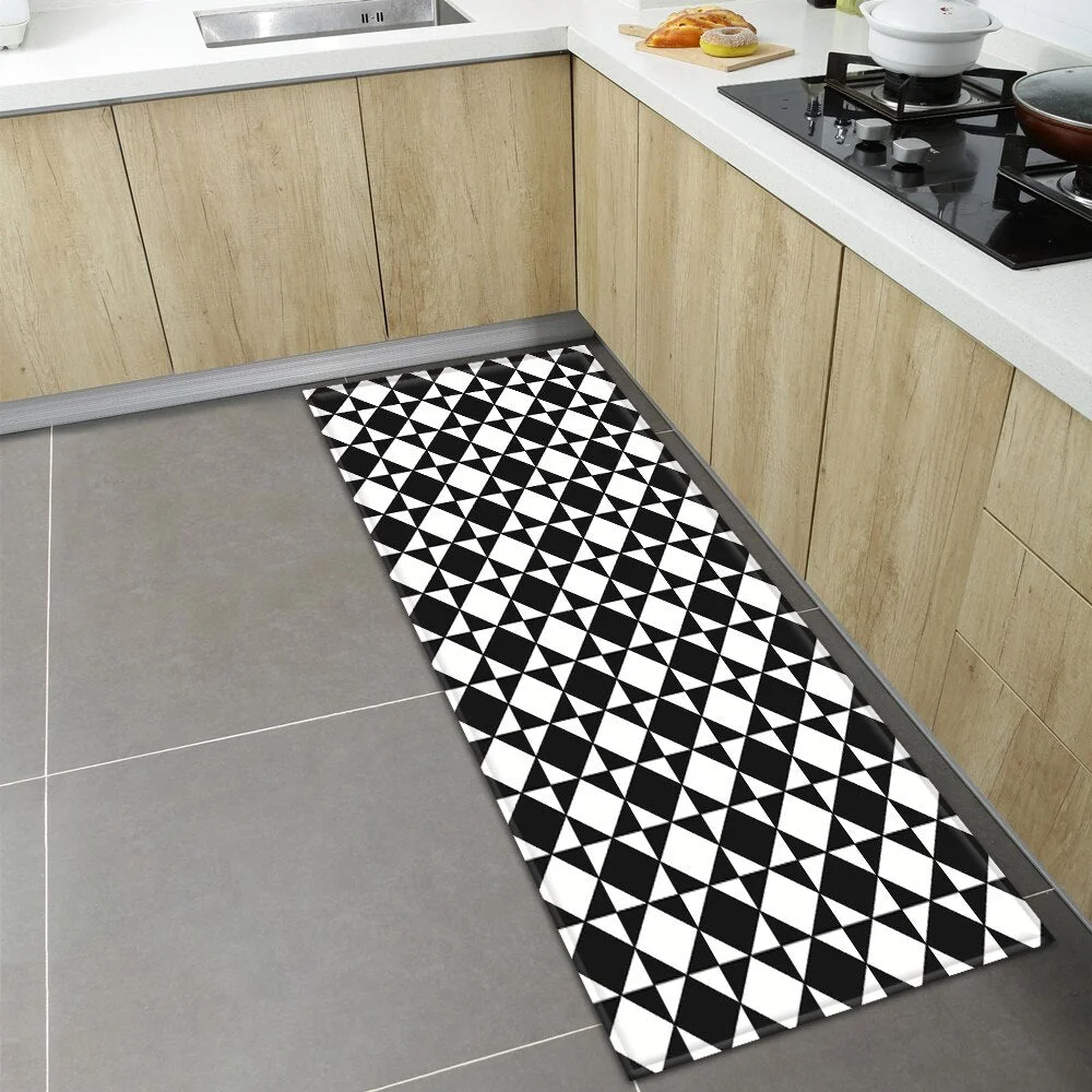 Modern Kitchen Mat Home Entrance Doormat Hallway Bathroom Anti-Slip Long Rug Bedroom Living Room Balcony Floor Decoration Carpet