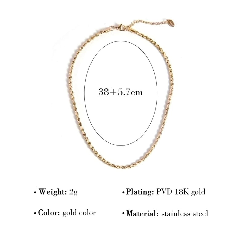 Minimalist Twist 304 Stainless Steel 18K Gold Plated Plating Necklace