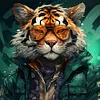 Diamond Painting -DIY Round Drill Anthropomorphic Tiger(40x40 CM)