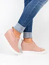 Women Faux Suede Wedge heel Sneakers Slip on Breathable Shoes