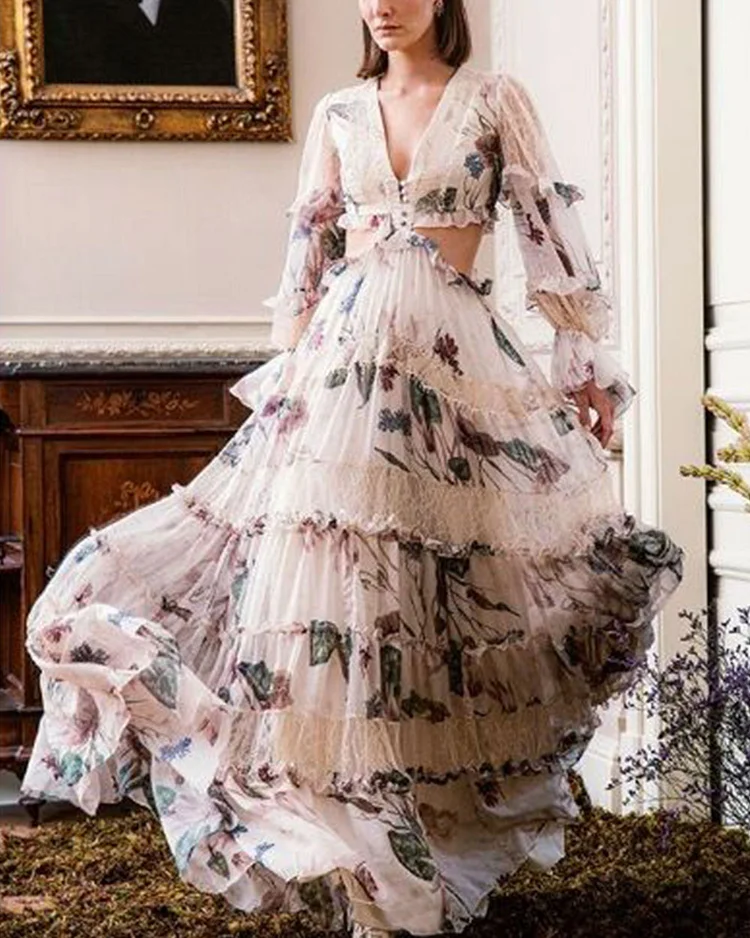 Romantic Lace Flower Hollow Dress