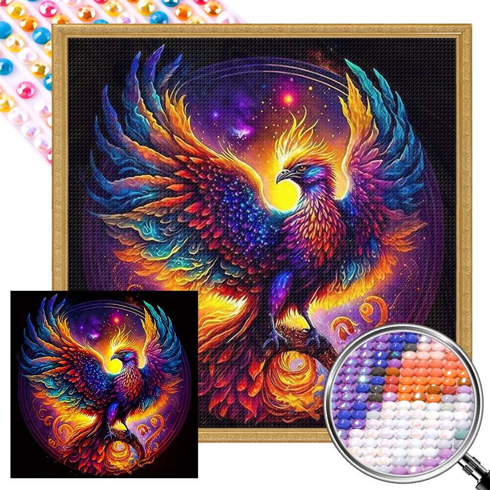 Phoenix 40*40cm(picture) full square drill diamond painting with 4 to 12 colors of AB drill