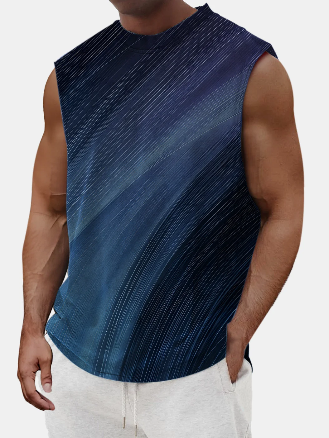 Men's Summer Gradient Sleeveless Printed T-shirt