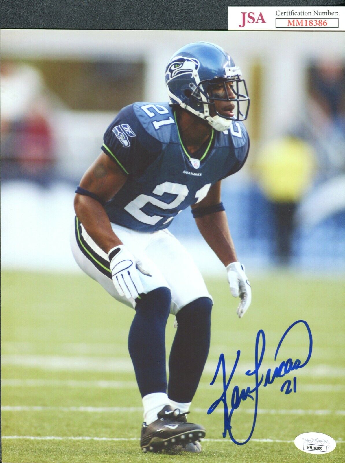 JSA Ken Lucas Autographed Signed AUTO 8x10 Photo Poster painting Seattle Seahawks TRB 594