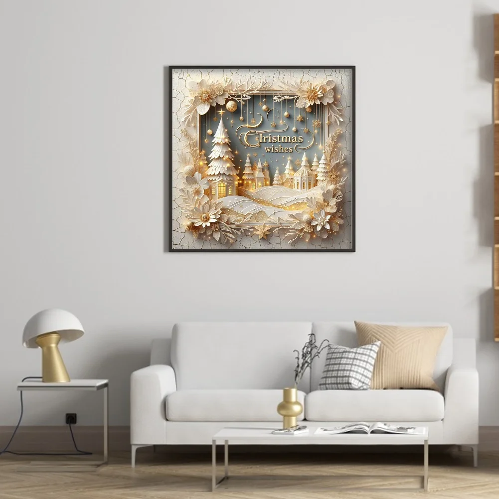 11CT Full Stamped Cross Stitch Kit - Christmas Scenery (40*40cm)