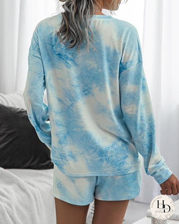 Comfy Tie Dye T-shirt Shorts Homewear Sets for Women
