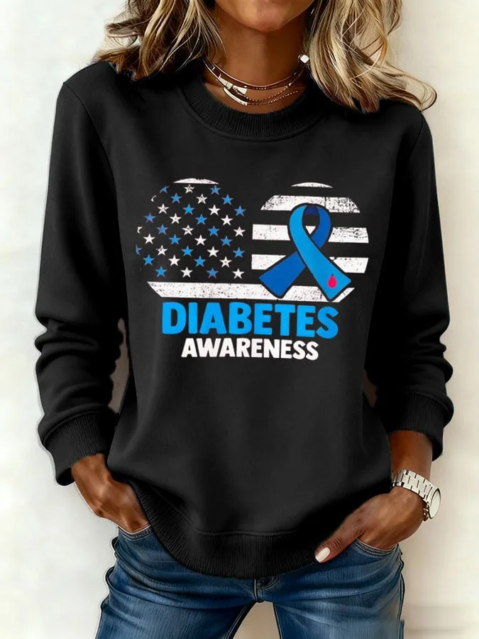 Women's DIABETES AWARENESS Printed Sweatshirt socialshop