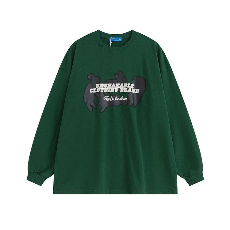 Men Long Sleeve T-Shirt Letter Printing Casual Loose round Neck Base