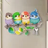 (US Only)Birds Wood 2D/Flat DIY Diamond Painting Art Hooks No Hole Punching Wall Decor