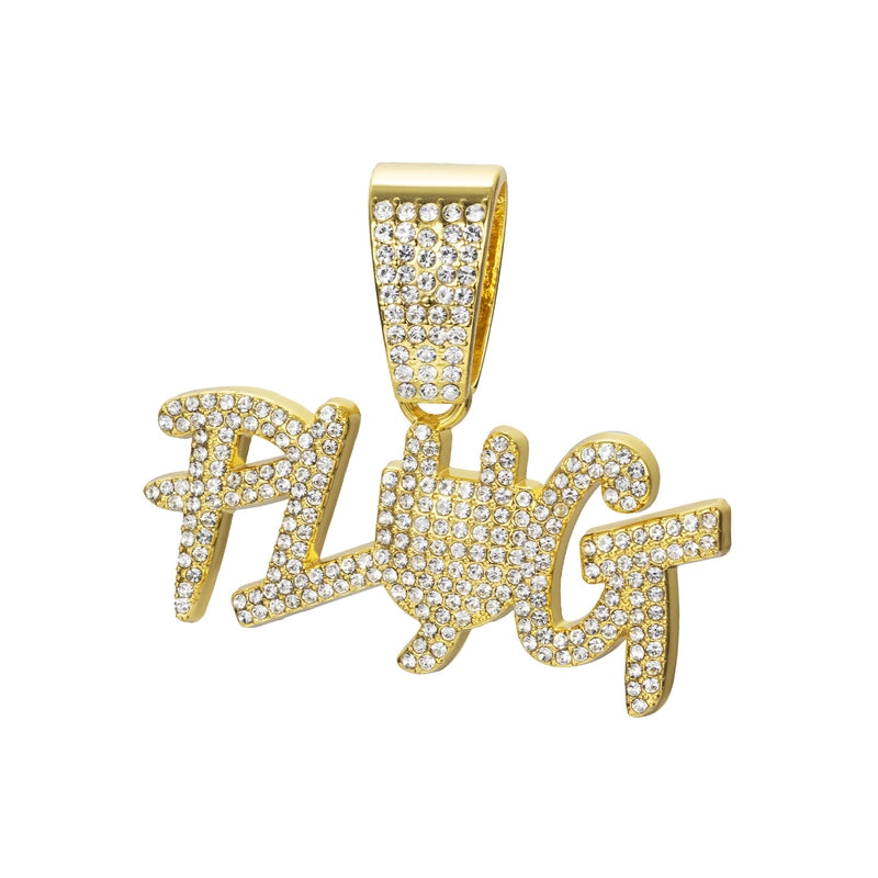 Hot Sale Plug Letter Pendant Alloy Full Diamond Cuban Necklace Hip Hop Style Trendy Men's Jewelry Batch