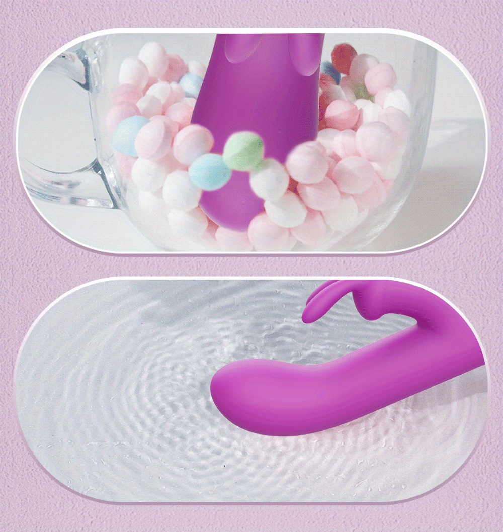 Silicone Rabbit Vibrator with Clitoral Stimulator and G-Spot Vibration