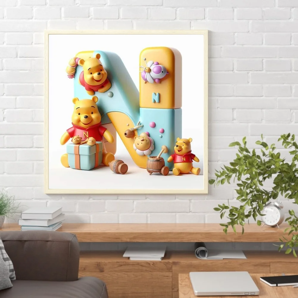 Full Round Diamond Painting 30*30cm - Winnie The Pooh'S 26 Letters N