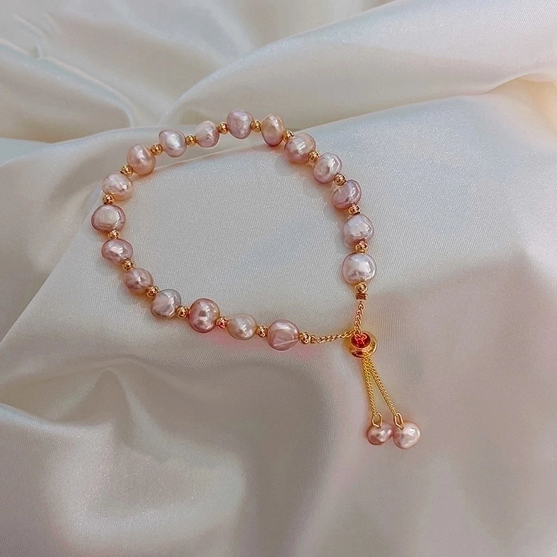 Elegant Round Rhinestones Imitation Pearl Alloy Freshwater Pearl Bracelets