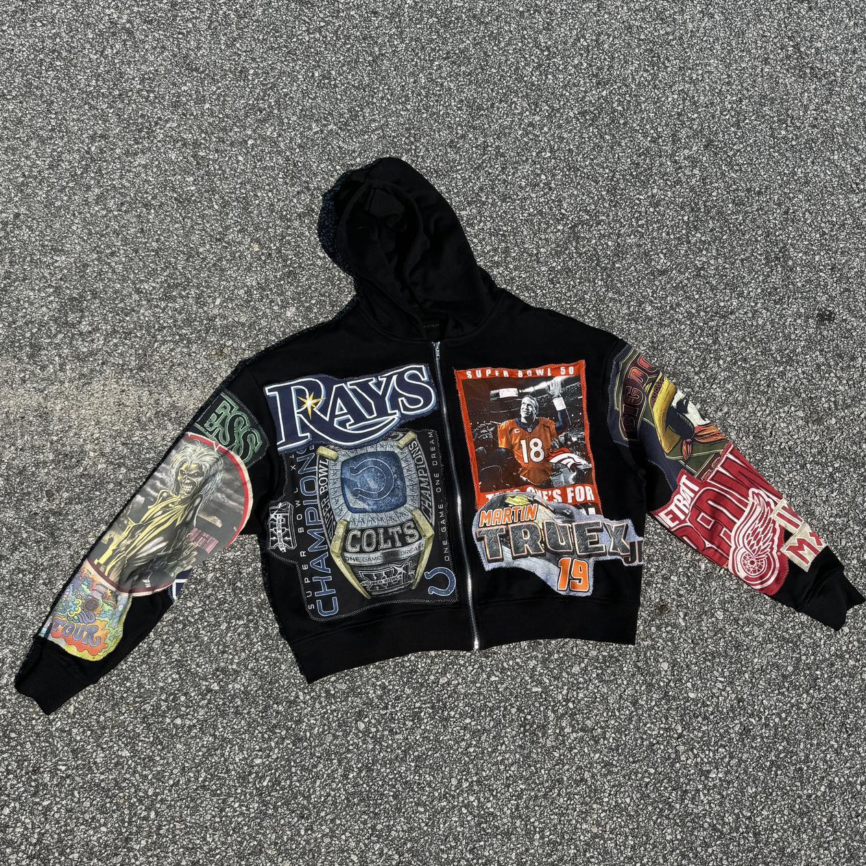 Football Player Print Long Sleeve Zipper Hoodies