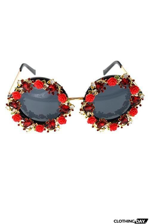 Flower Rhinestone Sunglasses