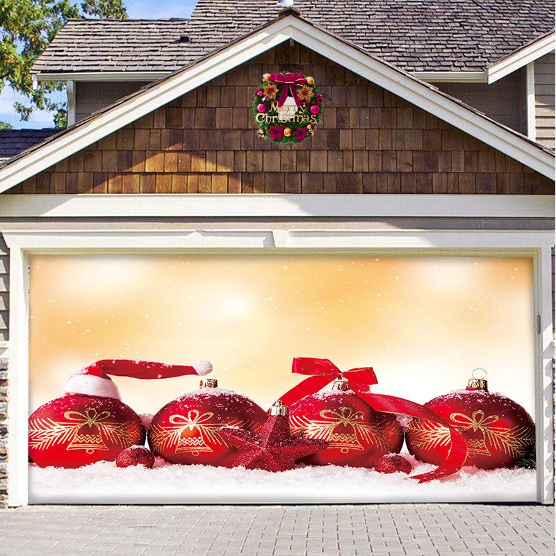 Christmas balls garage door banner ornament