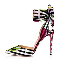 TAAFO Multicolor Woman Shoes Butterfly-Knot Ankle Wrap Stilettos Pumps Pointed Toe High Thin Heels Ladies 