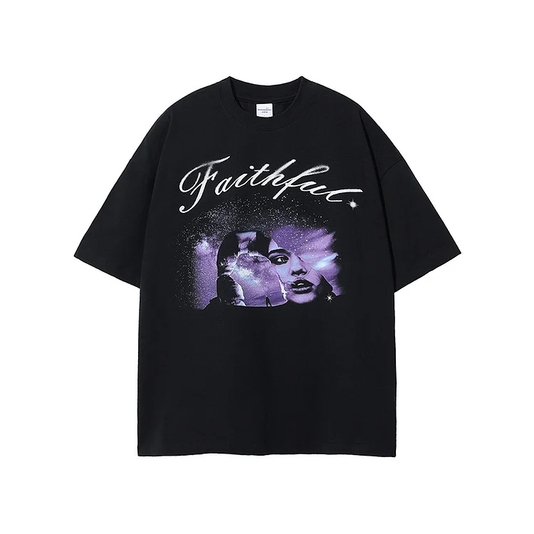 High Street Loose Printed T-Shirt Short Sleeve Top at Hiphopee