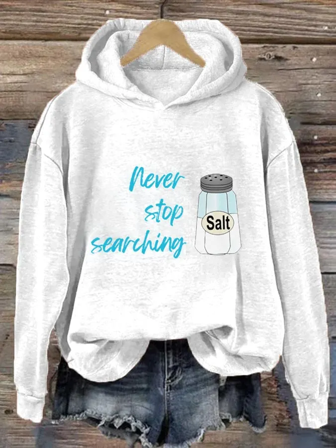Women's Never Stop Searching Salt Print Hooded Sweatshirt